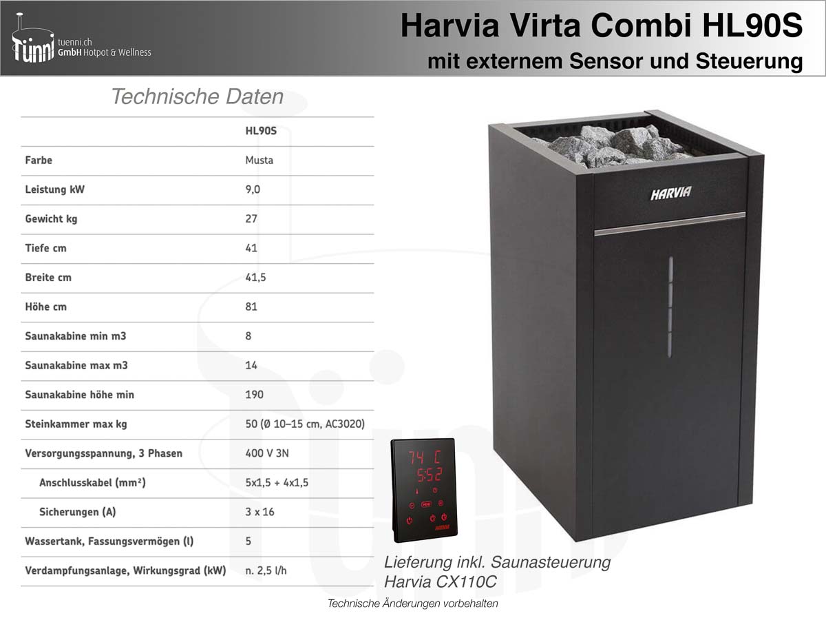 Harvia Virta Combi mit manueller Befüllung, HL90S